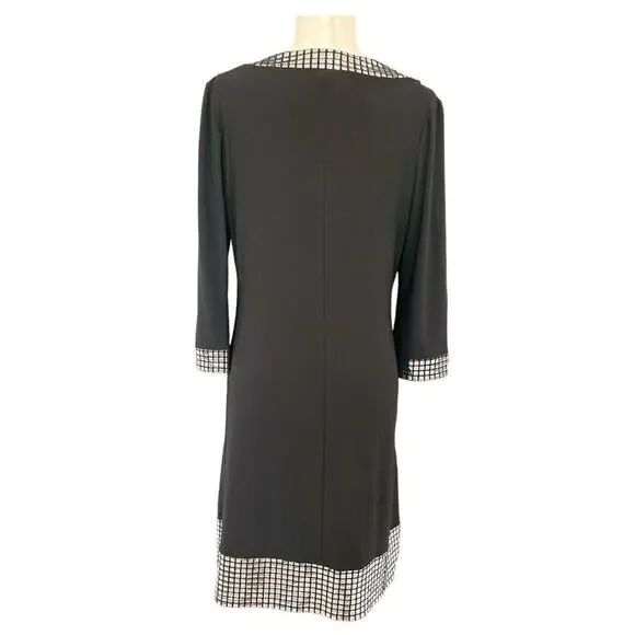 Tiana B - Embellished Black Cocktail Shift Dress with Silver Accent - Size Large - Picture 4 of 7